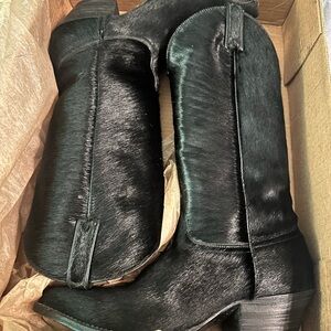 Vintage J.Chisholm Handcrafted Boots Hair on Hide Black